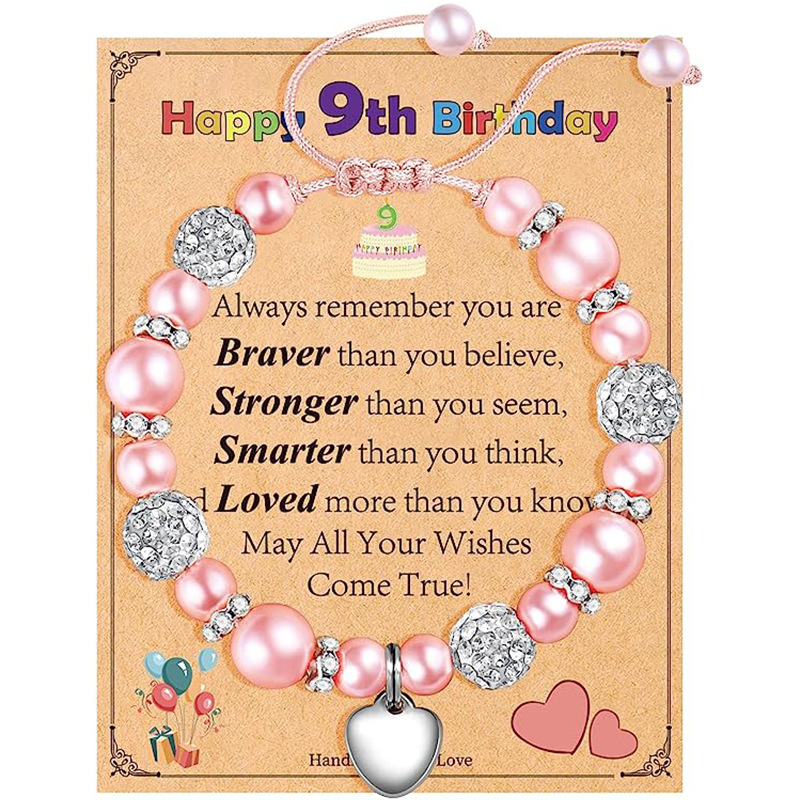 Girls birthday gift bracelet Happy Birthday diamond pearl bracelet