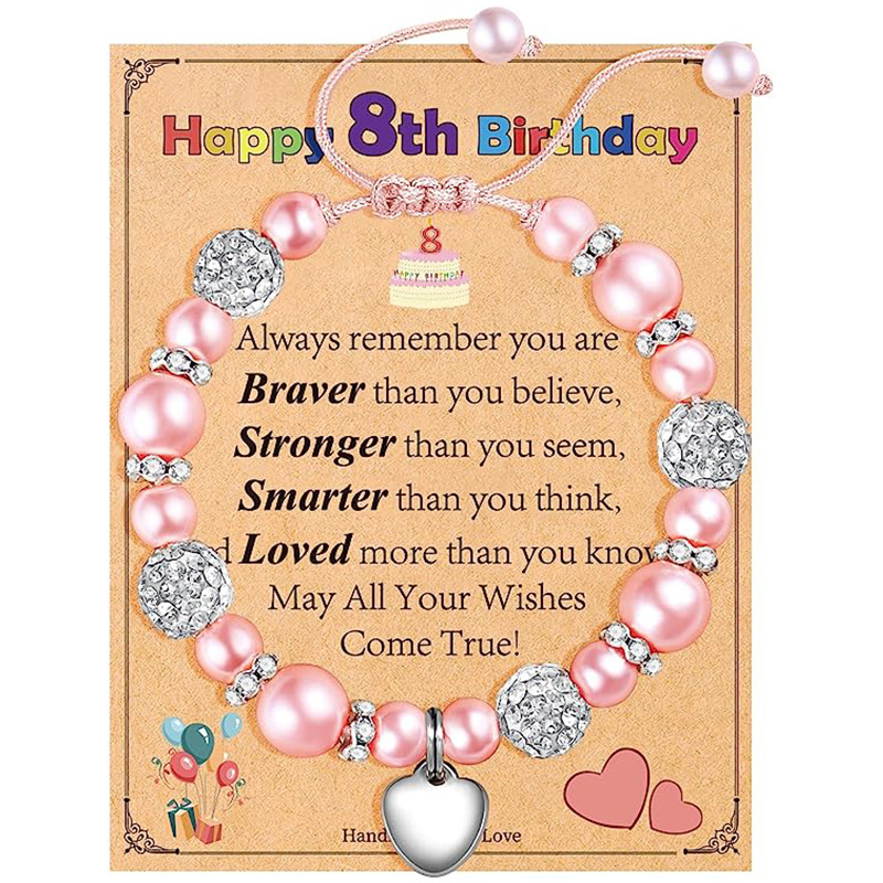 Girls birthday gift bracelet Happy Birthday diamond pearl bracelet