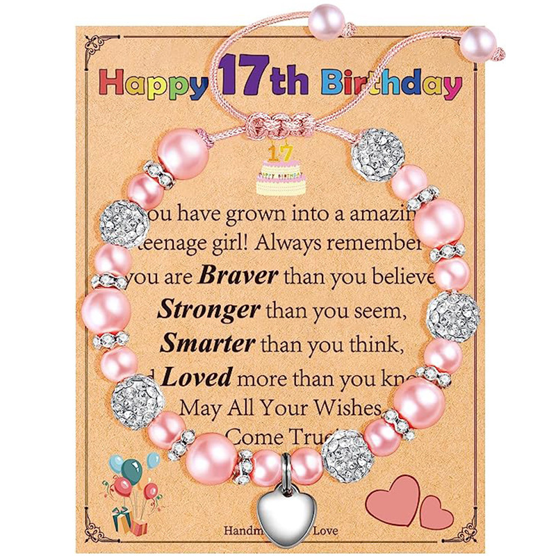 Girls birthday gift bracelet Happy Birthday diamond pearl bracelet
