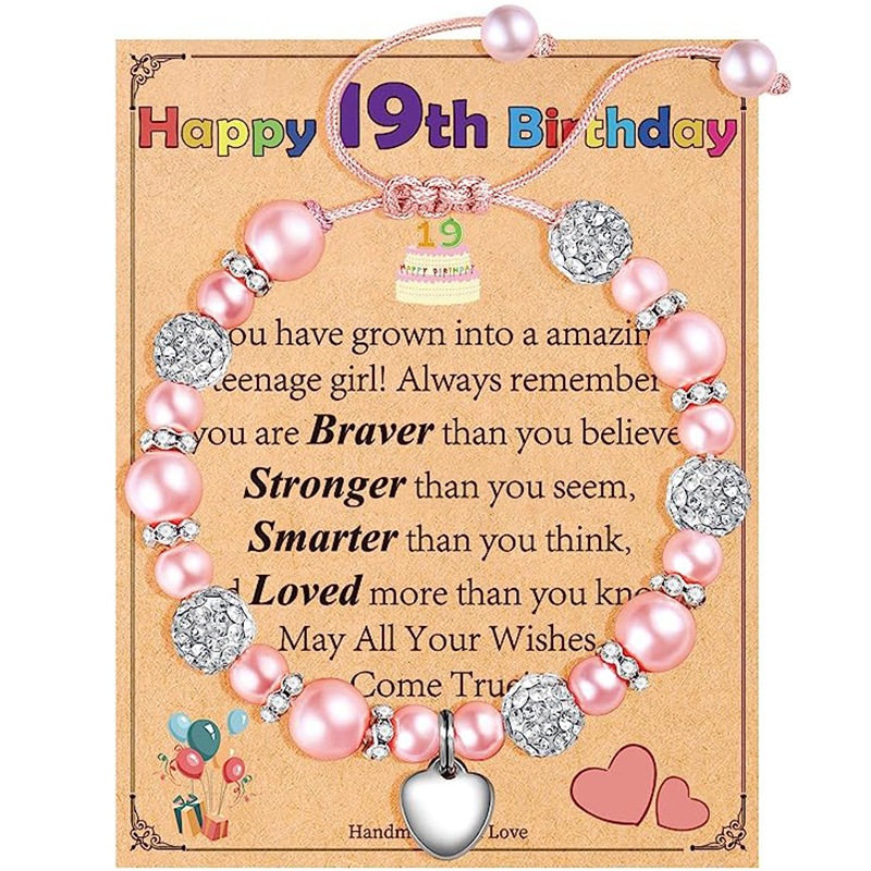 Girls birthday gift bracelet Happy Birthday diamond pearl bracelet