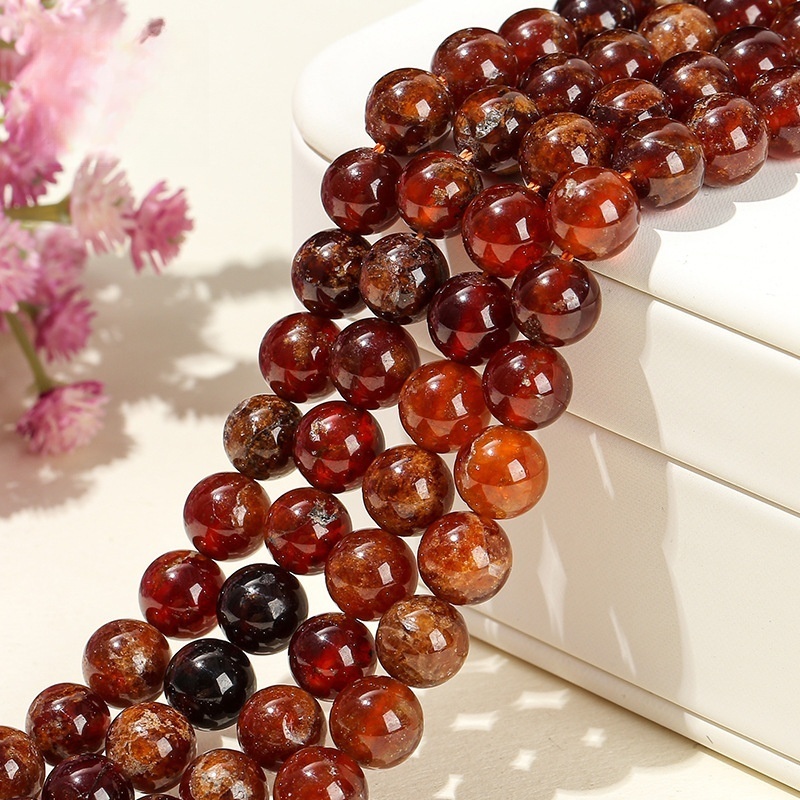Natural orange garnet loose beads suitable for DIY
