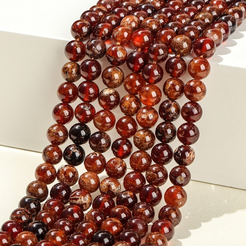 Natural orange garnet loose beads suitable for DIY