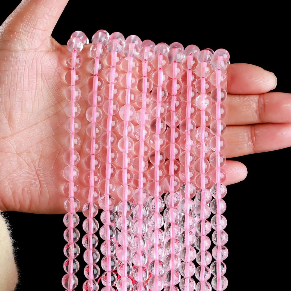 5A natural ice rose quartz round beads suitable for DIY jewelry accessories