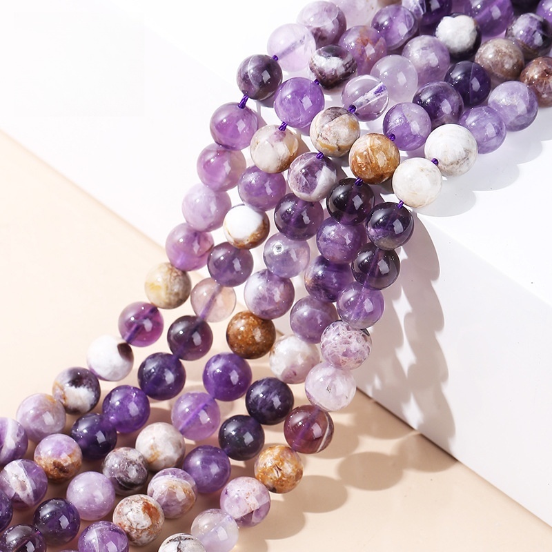 Flower amethyst loose beads amethyst round beads suitable for DIY