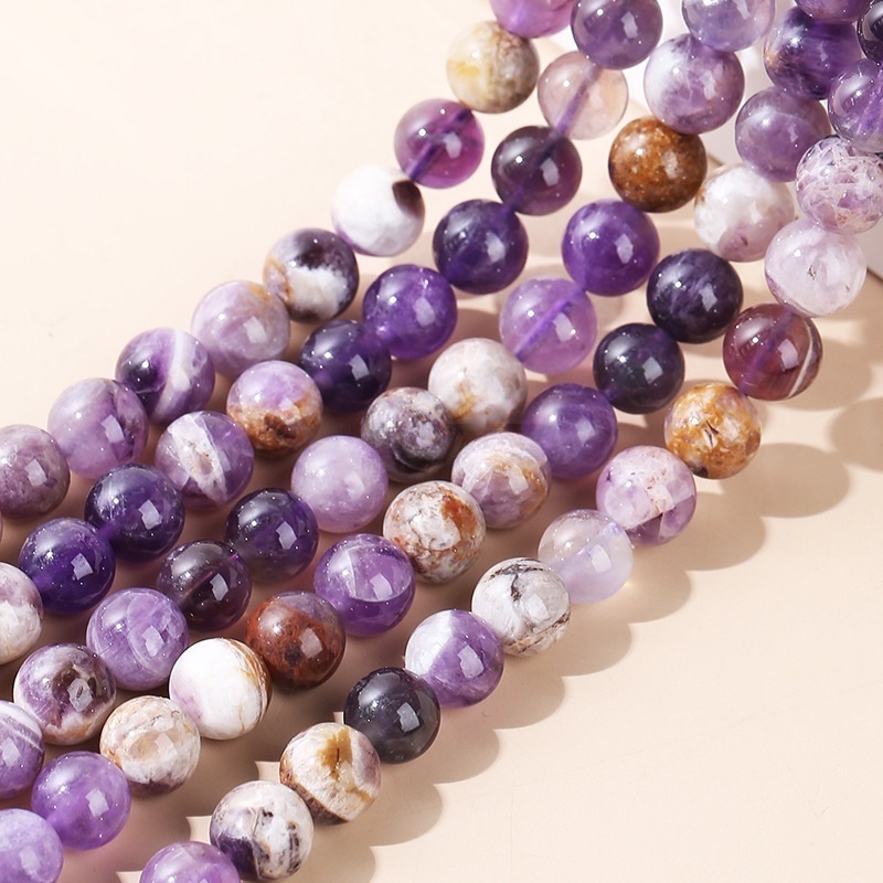 Flower amethyst loose beads amethyst round beads suitable for DIY