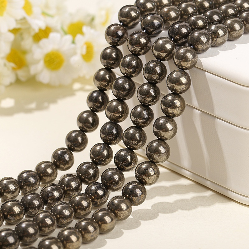 Natural pyrite loose beads Pyrite raw stone polishing
