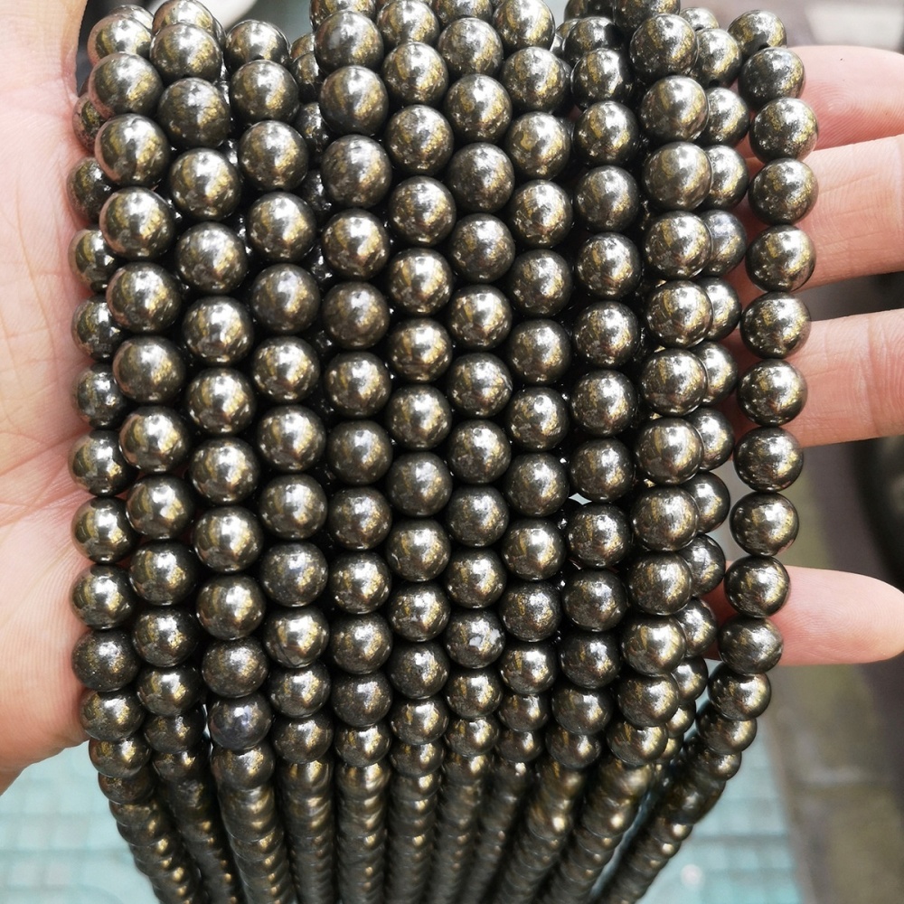 Natural pyrite loose beads Pyrite raw stone polishing