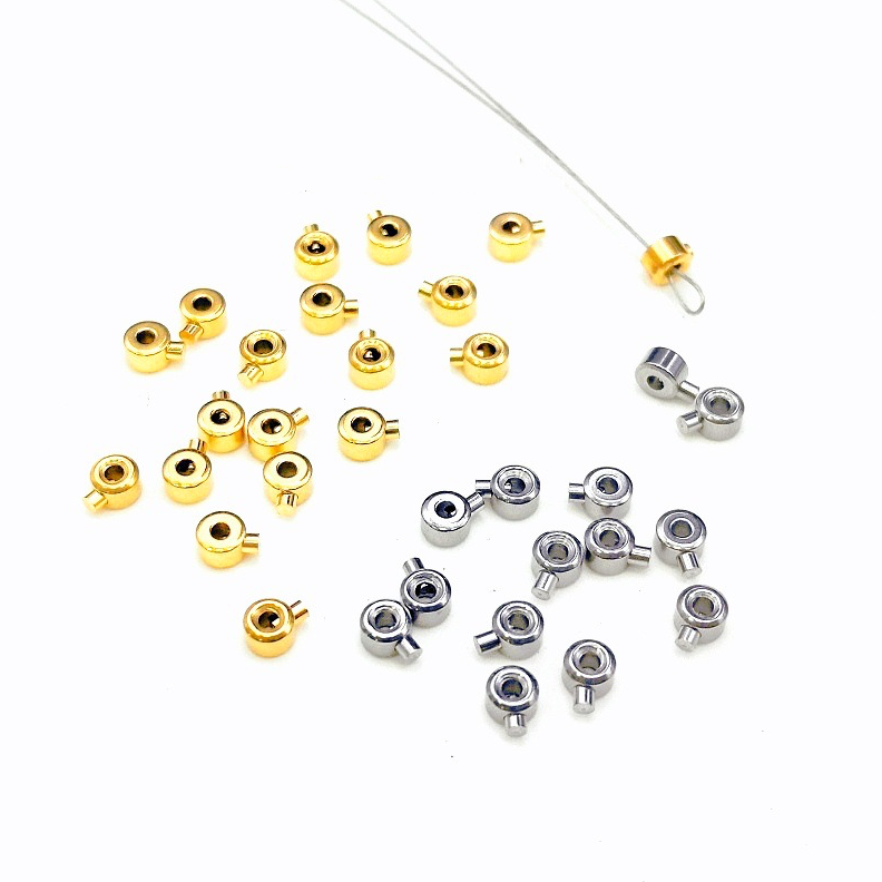 Vacuum 18K gold stainless steel positioning card wire buckle tail buckle DIY pearl accessories