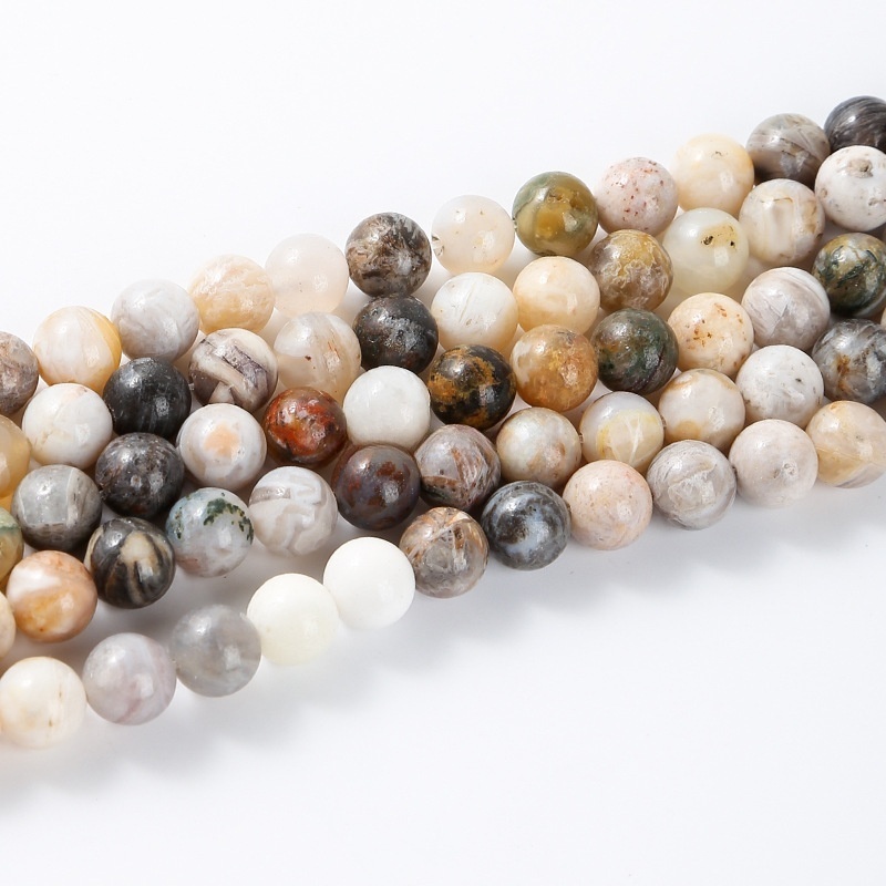 Natural bamboo leaf agate loose beads suitable for DIY