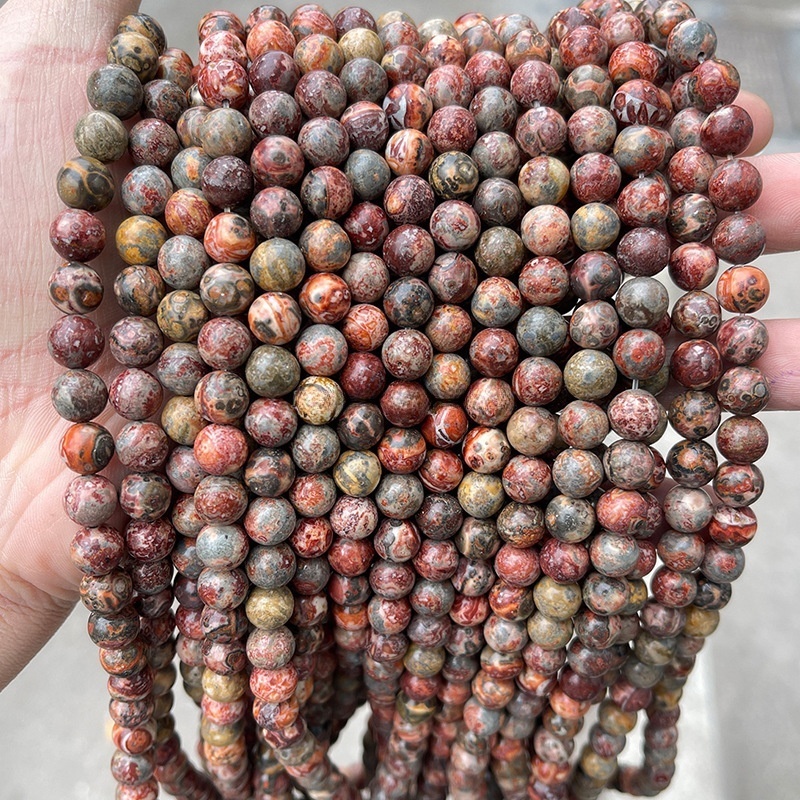 Natural red leopard skin stone loose beads suitable for DIY