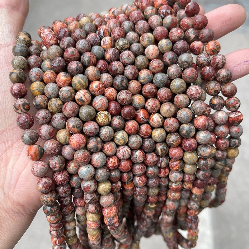Natural red leopard skin stone loose beads suitable for DIY