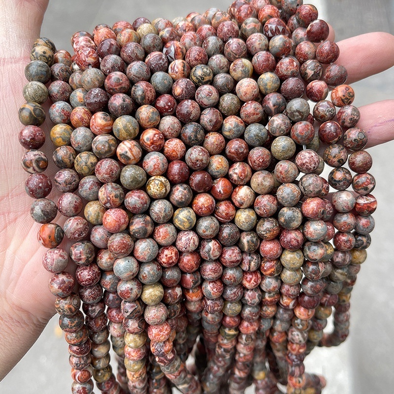 Natural red leopard skin stone loose beads suitable for DIY
