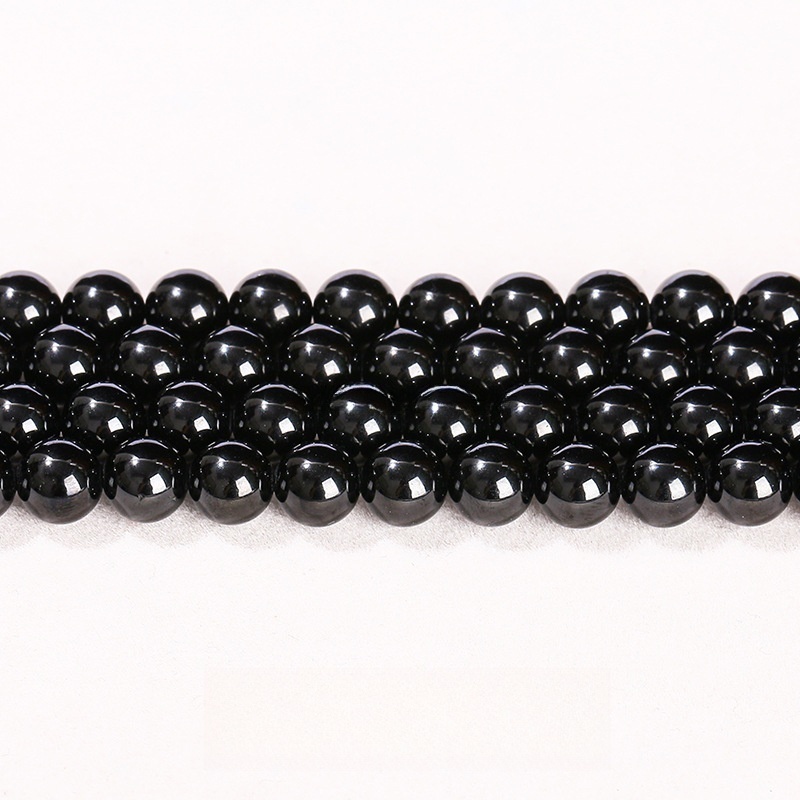 Natural black spinel loose beads cut faceted round beads suitable for DIY