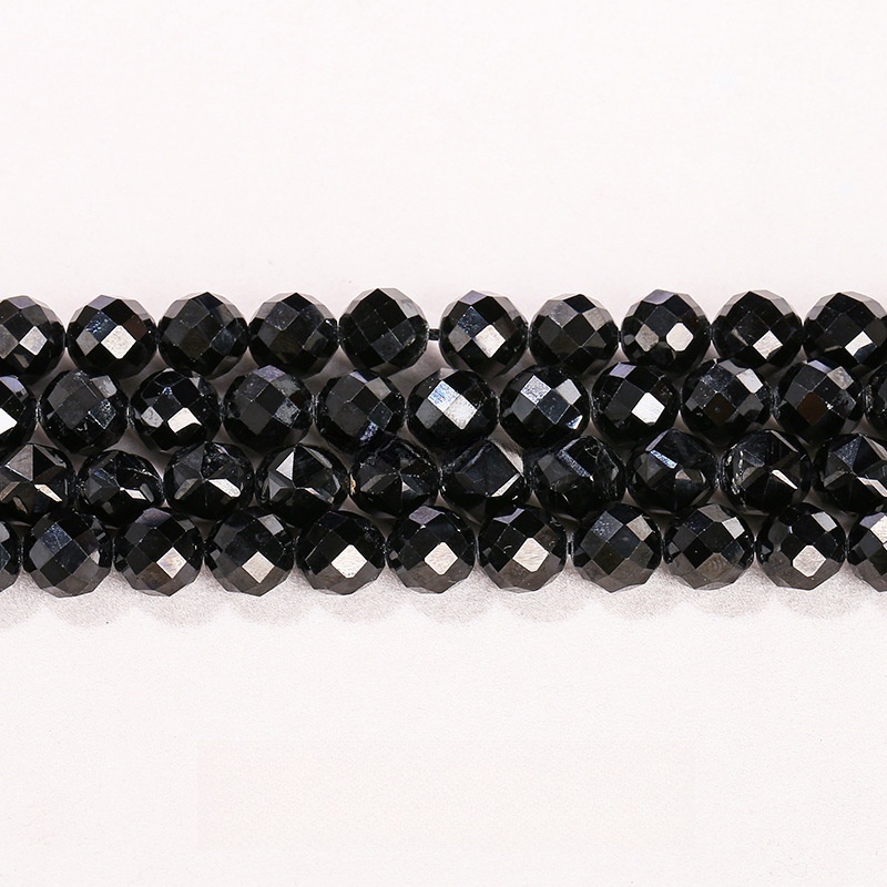Natural black spinel loose beads cut faceted round beads suitable for DIY