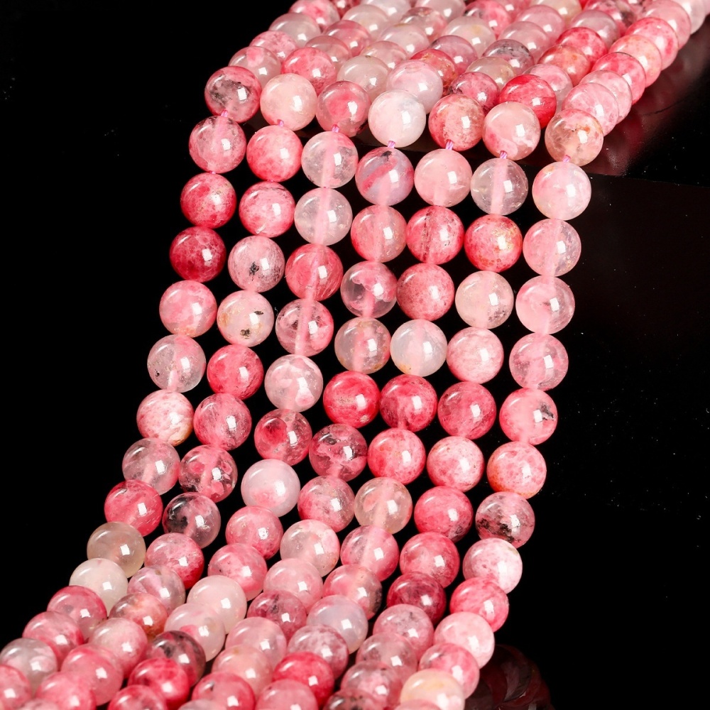 Natural cherry blossom rain rose stone loose beads suitable for DIY