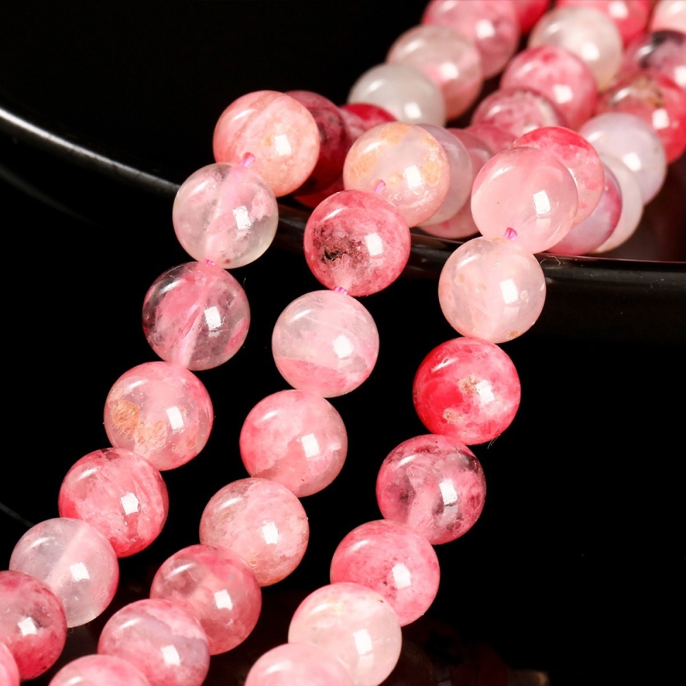 Natural cherry blossom rain rose stone loose beads suitable for DIY