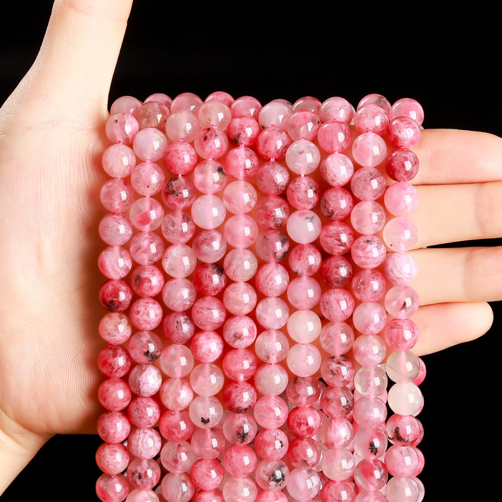 Natural cherry blossom rain rose stone loose beads suitable for DIY