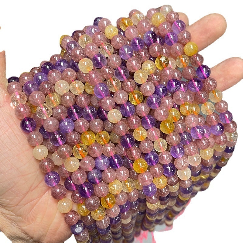 Natural super seven crystal loose beads mixed color crystal round beads