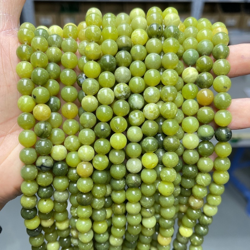 Natural new Canadian jasper loose beads green jade round beads