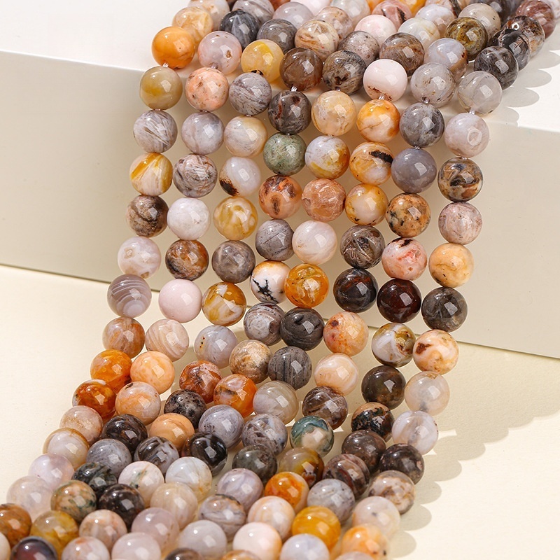 Natural bamboo leaf agate loose beads suitable for DIY