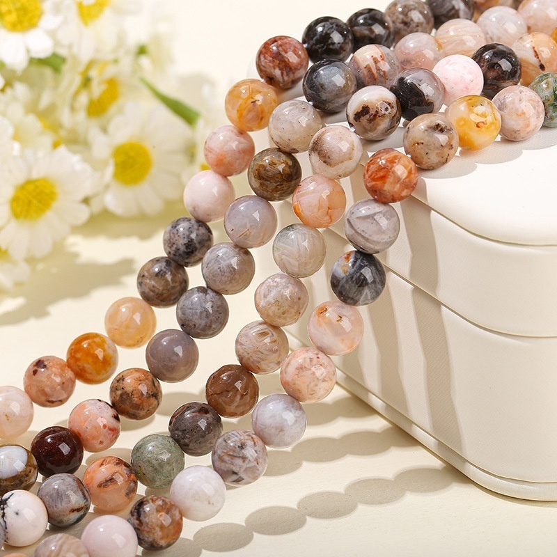 Natural bamboo leaf agate loose beads suitable for DIY