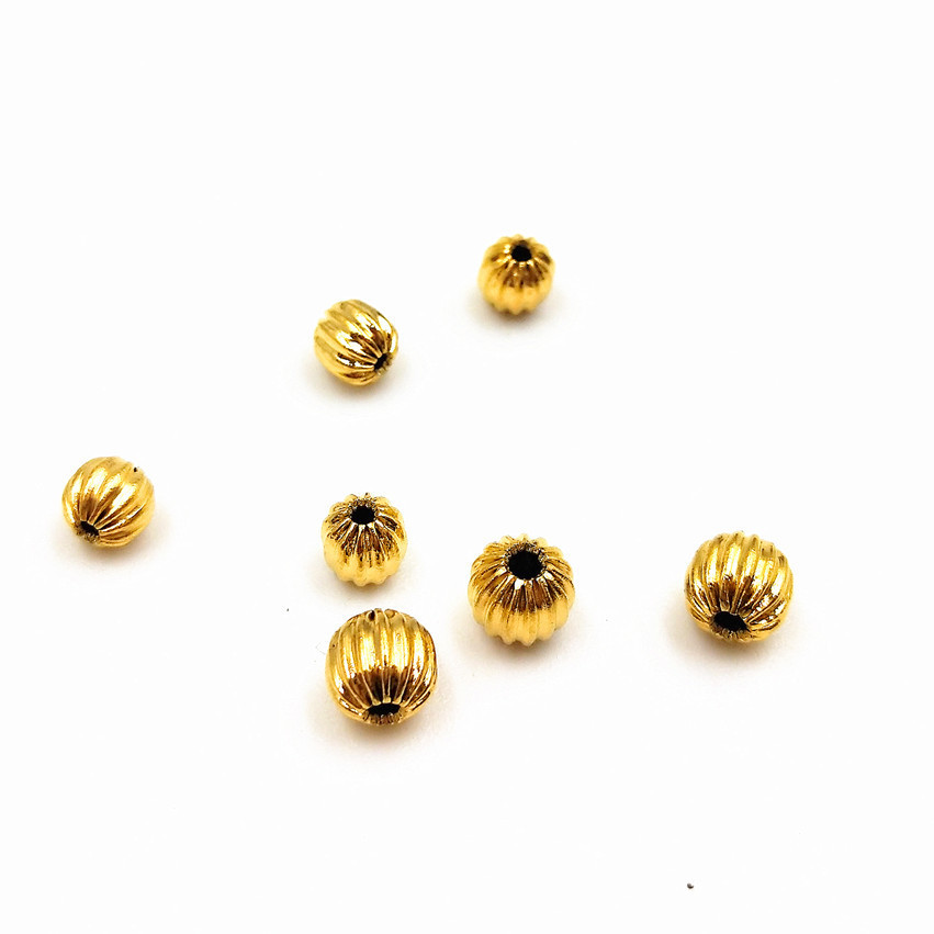 Stainless Steel Hollow Wrinkle Beads Vacuum Electric 18K Gold Threaded Beads DIY Jewelry Accessories