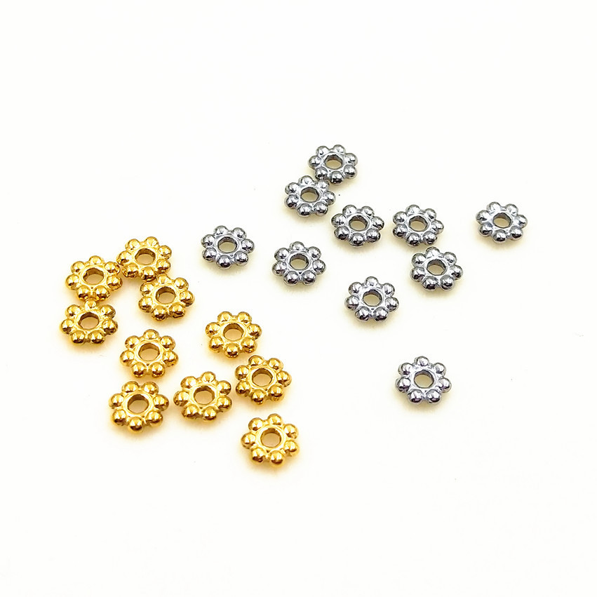Stainless steel small flower spacer beads vacuum plating 18K spacer