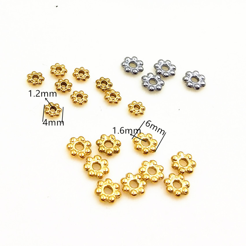 Stainless steel small flower spacer beads vacuum plating 18K spacer