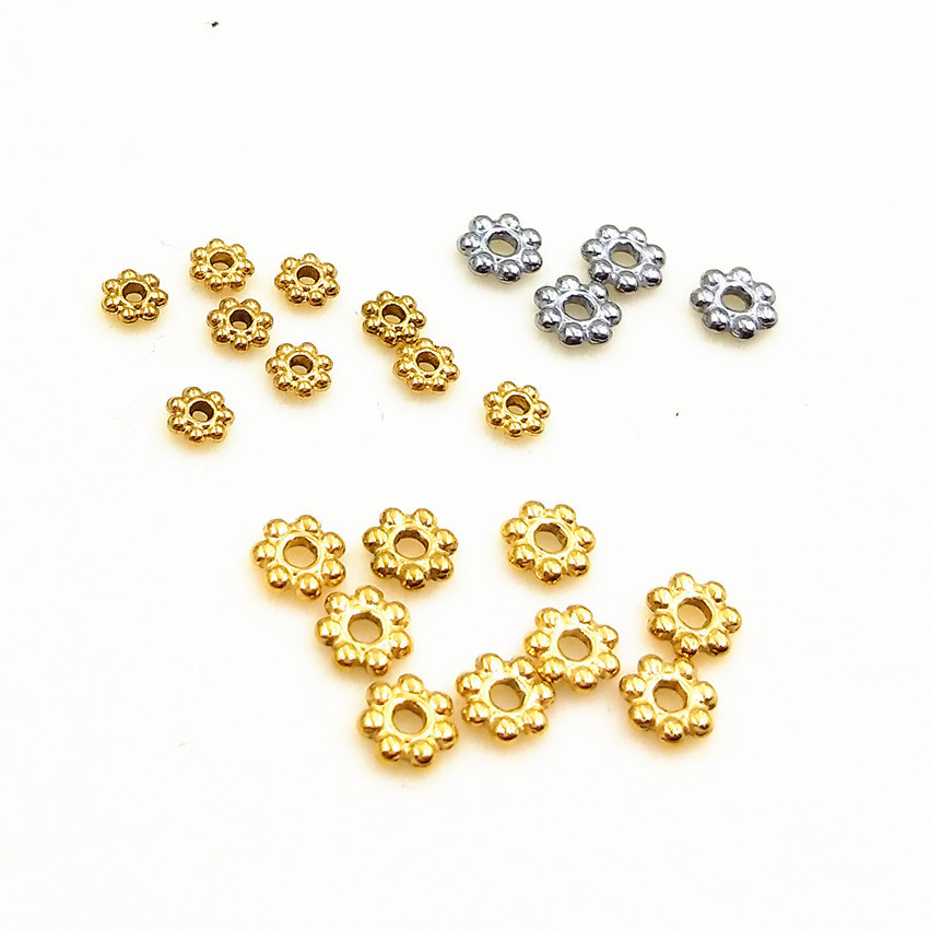 Stainless steel small flower spacer beads vacuum plating 18K spacer