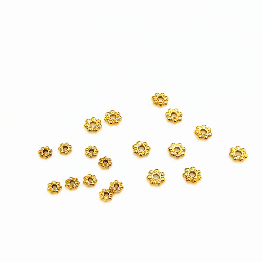 Stainless steel small flower spacer beads vacuum plating 18K spacer