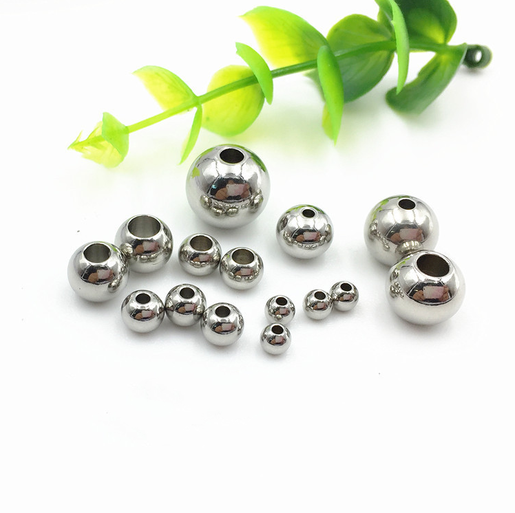 100 Pieces/Bag-304 stainless steel beads round beads jewelry beads solid punch beads diy jewelry accessories