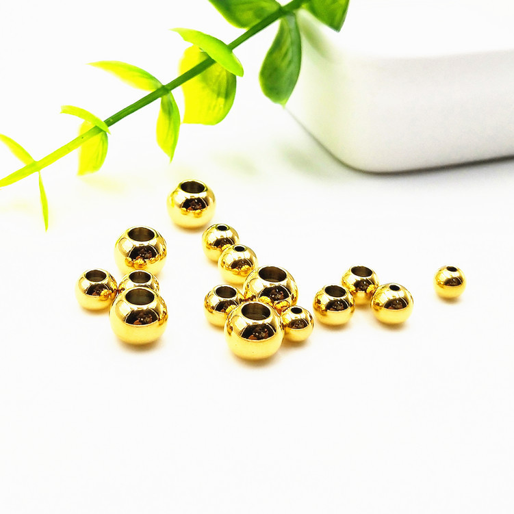 Vacuum plating 18K gold stainless steel beads jewelry DIY jewelry accessories