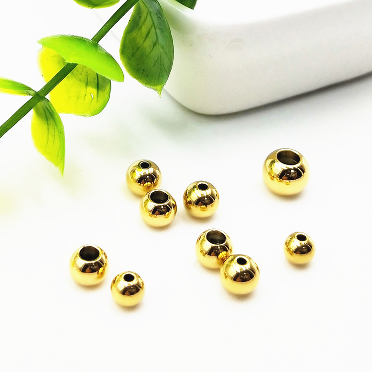 Vacuum plating 18K gold stainless steel beads jewelry DIY jewelry accessories