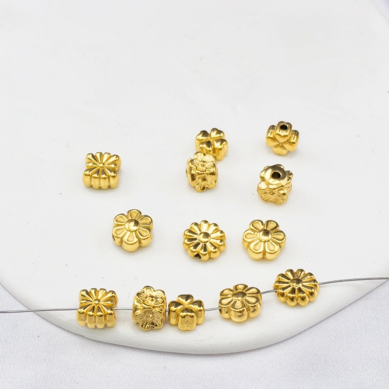 Stainless steel flower spacer beads diy jewelry accessories three-dimensional flower spacer beads