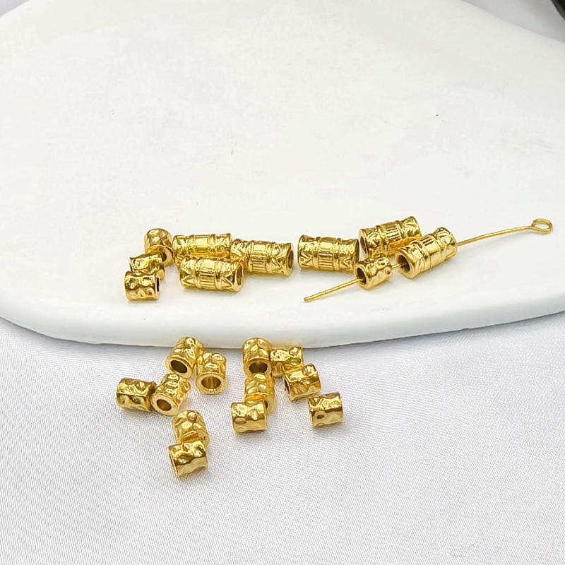 Stainless steel cylindrical corrugated beads lava through hole spacer beads DIY jewelry accessories