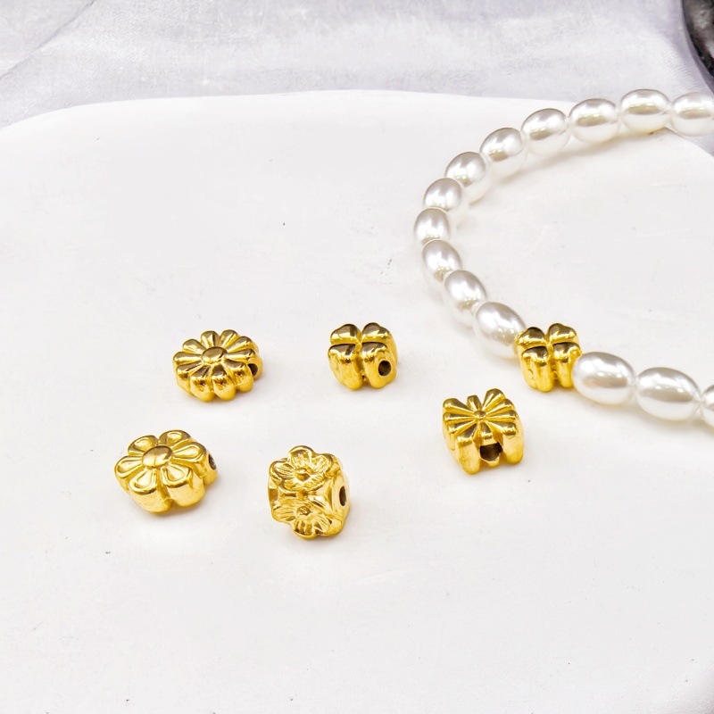 Stainless steel flower spacer beads diy jewelry accessories three-dimensional flower spacer beads