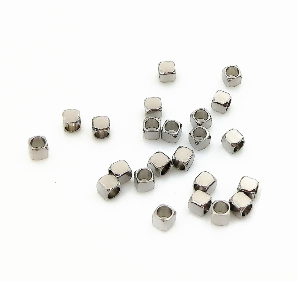 Vacuum plating 18K gold square beads stainless steel chamfered square beads diy jewelry accessories