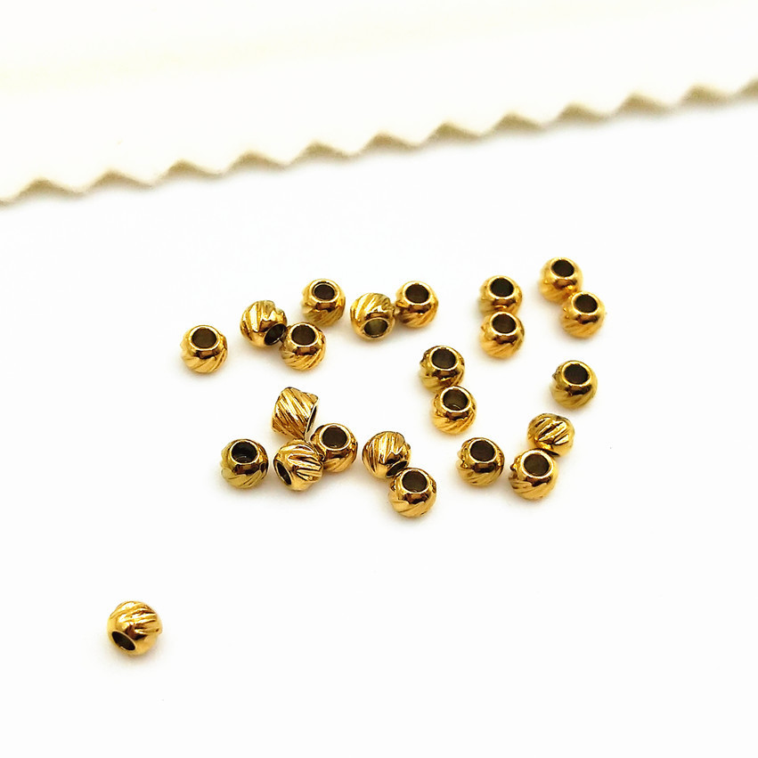 Stainless steel flower beads vacuum electric 18K gold twisted beads DIY jewelry accessories