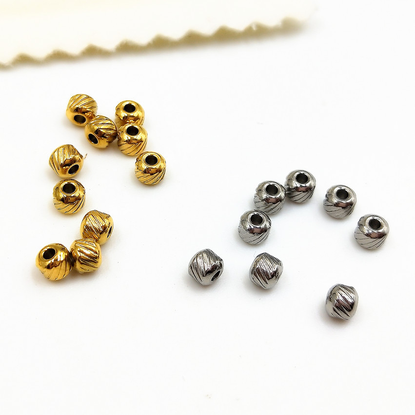 Stainless steel flower beads vacuum electric 18K gold twisted beads DIY jewelry accessories