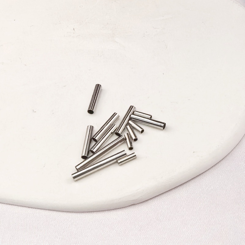 100 pieces/bag-18K gold stainless steel through-hole smooth straight tube DIY beaded jewelry accessories