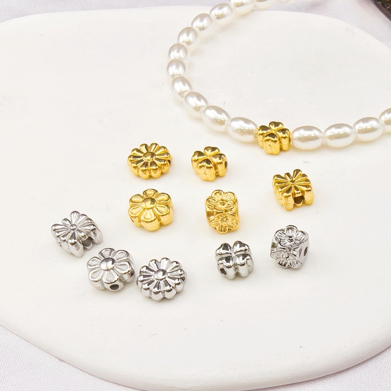 Stainless steel flower spacer beads diy jewelry accessories three-dimensional flower spacer beads