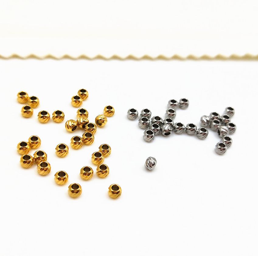 Stainless steel flower beads vacuum electric 18K gold twisted beads DIY jewelry accessories