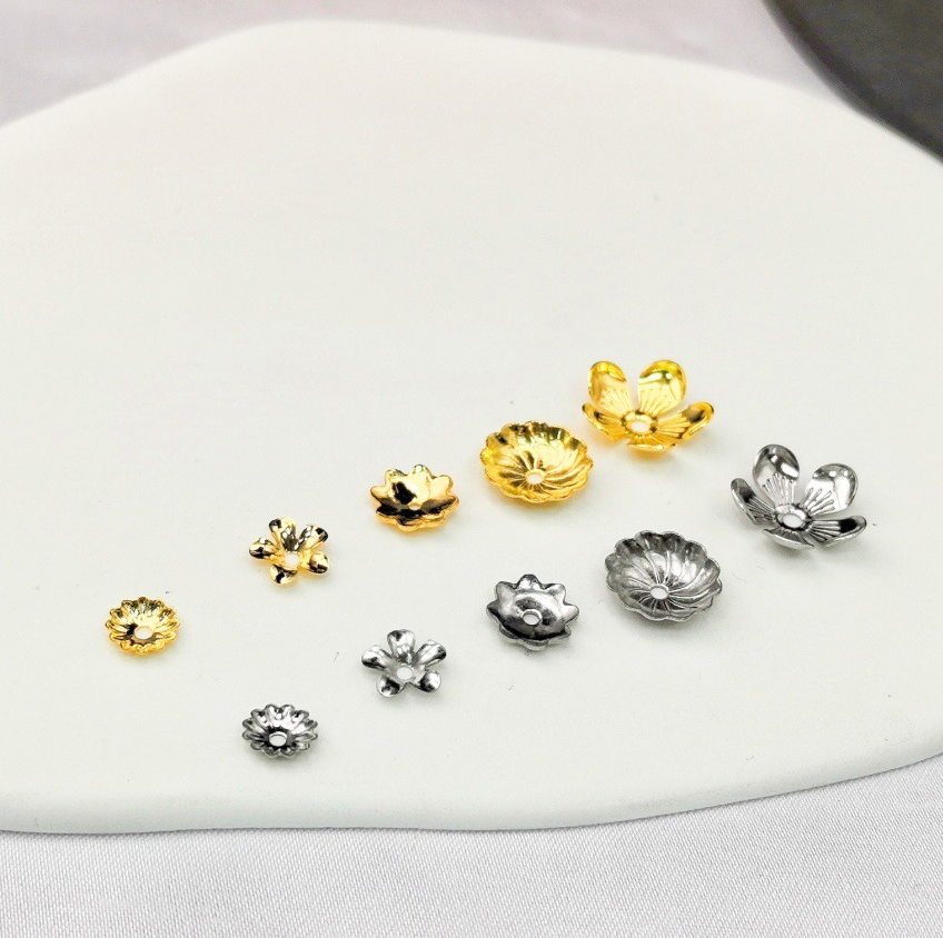 100 Pieces/Bag-stainless steel bead holder bead cap flower holder bead retro petal pearl holder