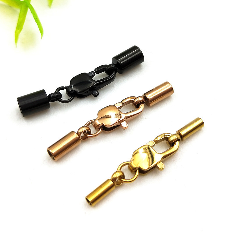 50 Pieces/Bag-stainless steel leather rope tube sleeve leather rope buckle bucket with Japanese buckle