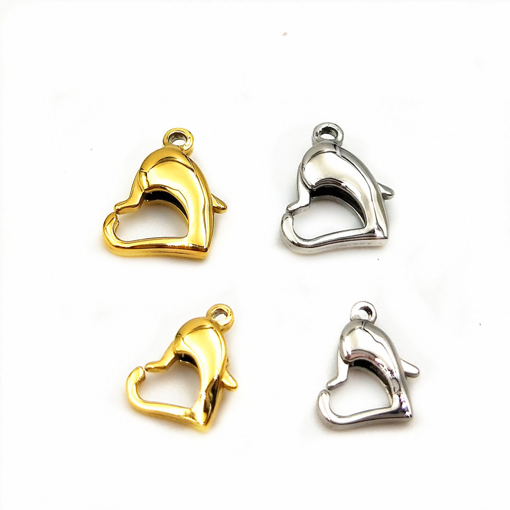 Stainless steel heart-shaped buckle vacuum electric 18K gold love lobster buckle diy jewelry buckle
