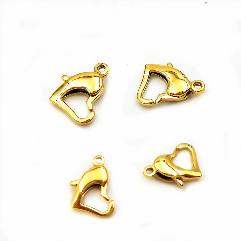 Stainless steel heart-shaped buckle vacuum electric 18K gold love lobster buckle diy jewelry buckle