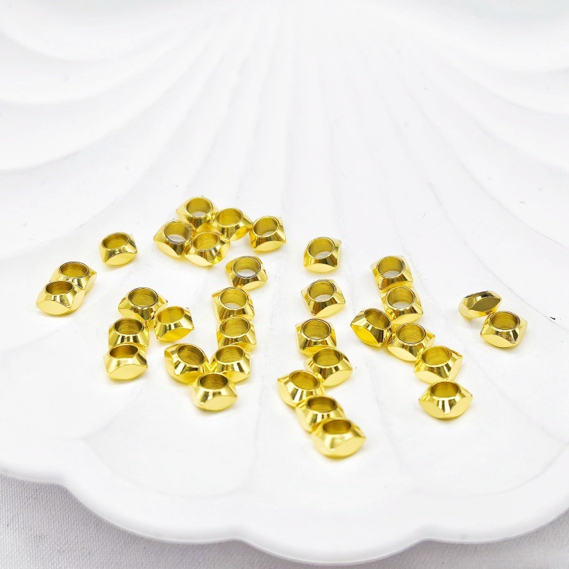 Stainless steel cut-out spacer beads vacuum electric 18K gold through-hole beads DIY spacer beads