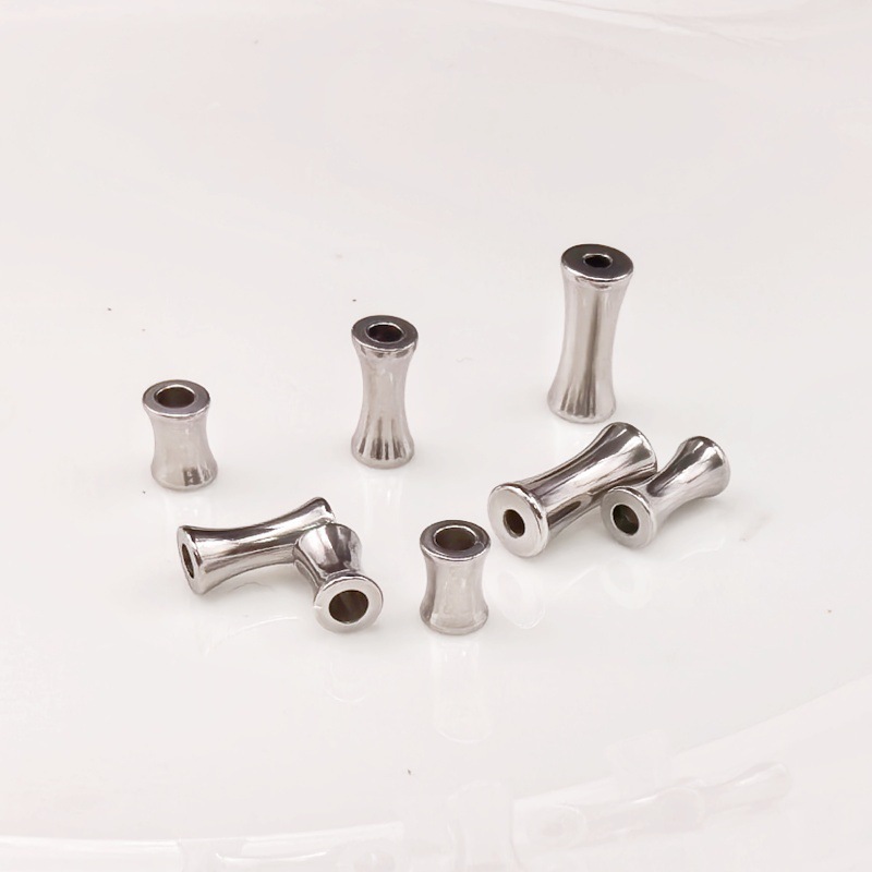 Stainless steel bamboo beads small waist large hole beads spacer beads diy loose beads accessories