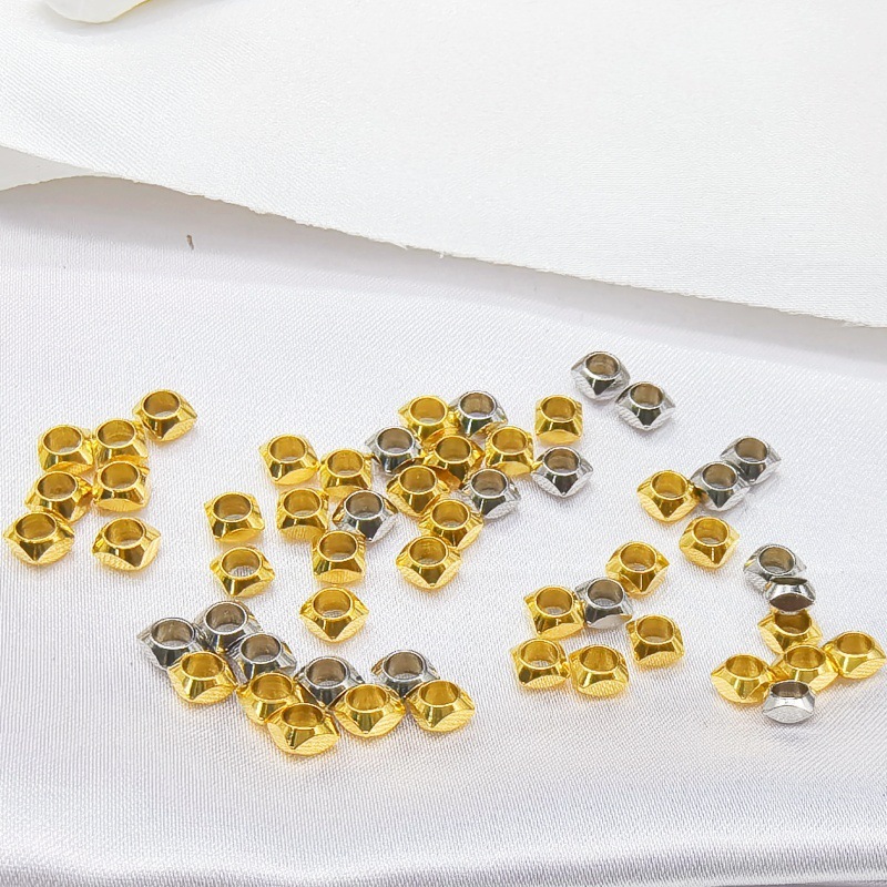 Stainless steel cut-out spacer beads vacuum electric 18K gold through-hole beads DIY spacer beads