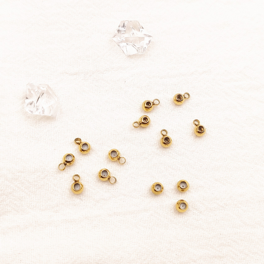 Stainless steel plastic beads vacuum plated 18K gold adjustment beads positioning beads